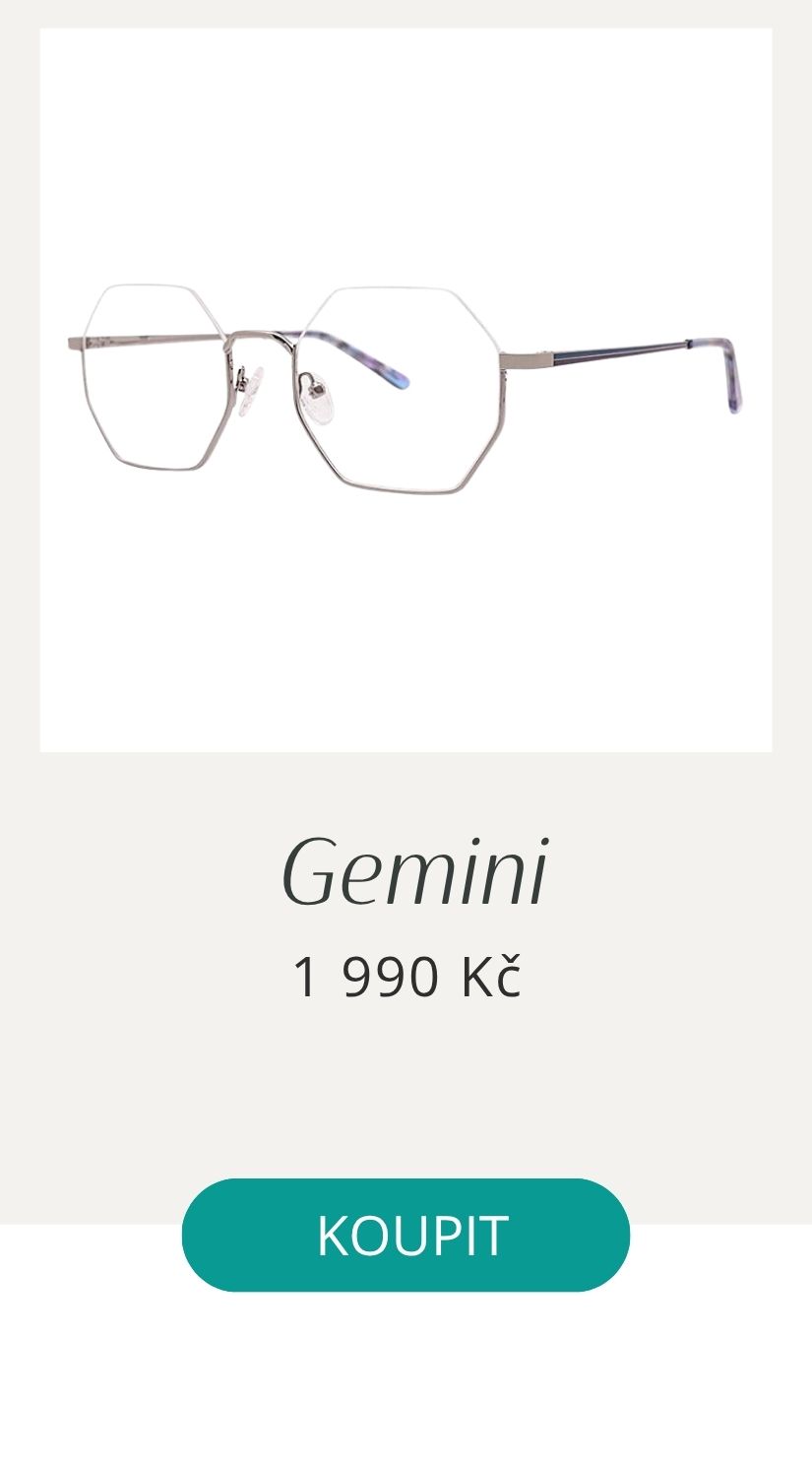 Dámské dioptrické brýle Gemini, jemné kovové poloobruby. 